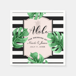 Serviettes Jetables Feuilles tropicaux et ananas Elégant Mariage moder