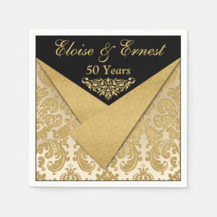 Serviettes Jetables Feux Flaps Damask 50e anniversaire Mariage serviet