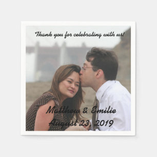 Serviettes Jetables Fiançailles personnalisé / Mariage photo serviette