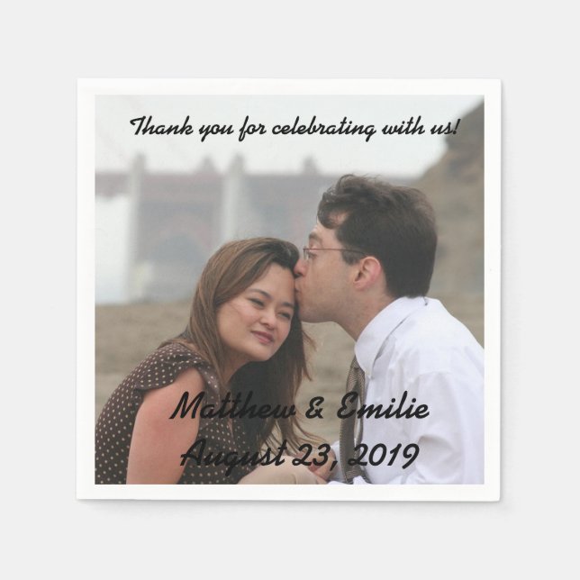 Serviettes Jetables Fiançailles personnalisé / Mariage photo serviette (Devant)