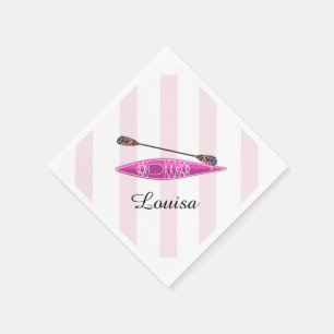 Serviettes Jetables Fille Kayak en bandes roses