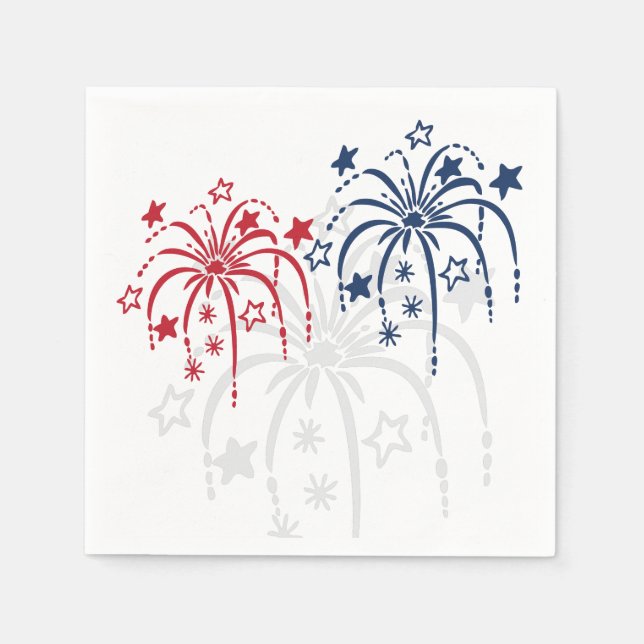 Serviettes Jetables Fireworks 4 juillet jeu de Naples papier (Devant)