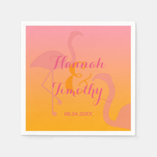 Serviettes Jetables Flamant rose Oiseau Tropical Avec Noms Et Mariage