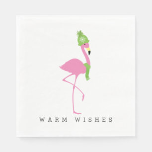 Serviettes Jetables Flamant rose rose Naples de Noël hiver