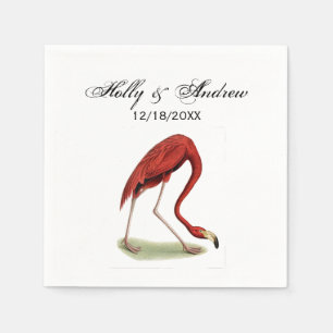 Serviettes Jetables Flamant rose rose vintage #1