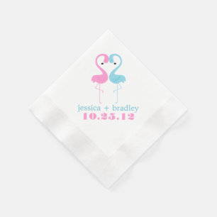 Serviettes Jetables Flamants roses rose et bleu Plage Mariage
