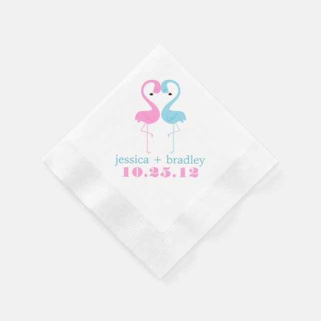Serviettes Jetables Flamants roses rose et bleu Plage Mariage (Coin)