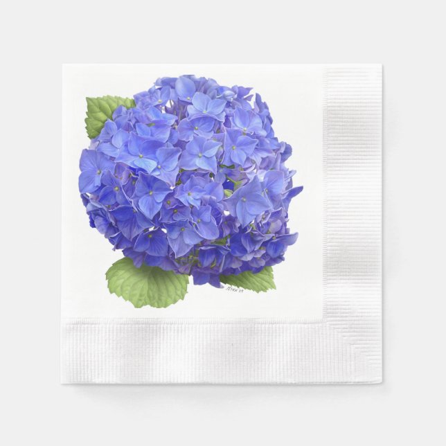 Serviettes Jetables Fleur Blue Hydrangea (Devant)