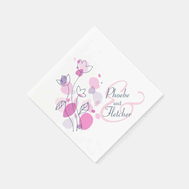 Serviettes Jetables Fleur confetti moderne nom date mariage serviettes (Coin)