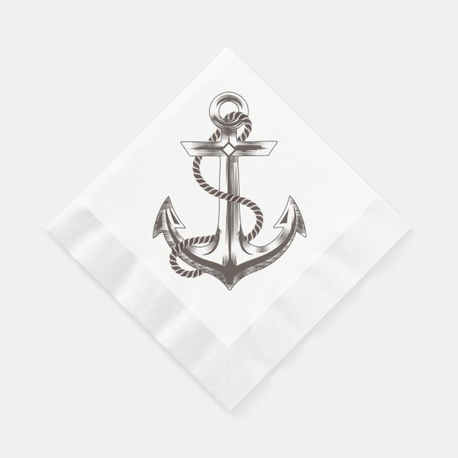 Serviettes Jetables Fleur d'Ancre florale marine / Mariage (Coin)