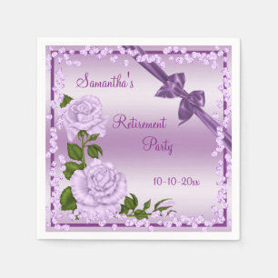 Serviettes Jetables Fleur de lilas, noeuds et diamants Retraite