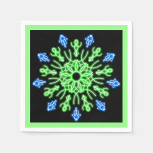 Serviettes Jetables Fleur de néon vert et bleu