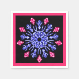 Serviettes Jetables Fleur néon bleue et rouge