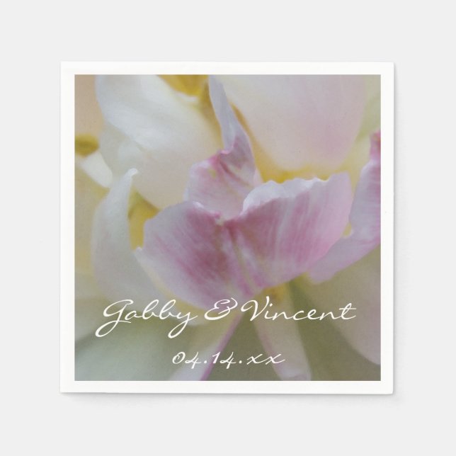 Serviettes Jetables Fleur rose et blanc Mariage de printemps de Tulipe (Devant)