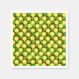 Serviettes Jetables Fleurs de dahlia jaunes et chocolat