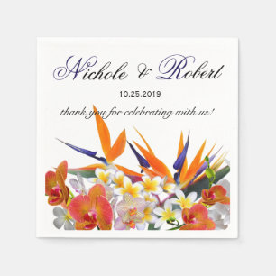 Serviettes Jetables Fleurs Joy-Tropical en fleurs Mariage Personnalisé