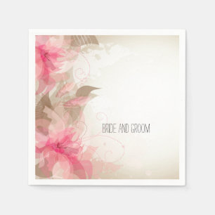 Serviettes Jetables Fleurs roses Mariage romantique