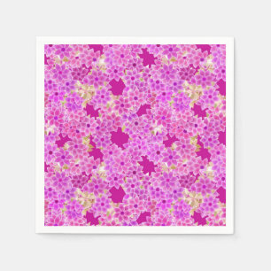 Serviettes Jetables Fleurs violettes, lavande et prune, fond prune