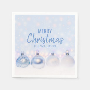 Serviettes Jetables Flocon blanc bleu personnalisé Joyeux Noël