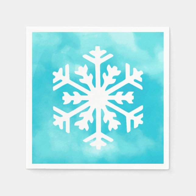 Serviettes Jetables Flocon blanc sur Arrière - plan bleu Aquarelle (Devant)