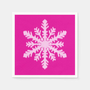 Serviettes Jetables Flocon de neige Ikat - Fuchsia et rose glace