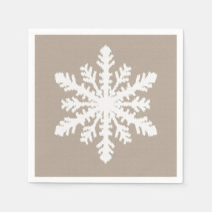 Serviettes Jetables Flocon de neige Ikat - Taupe tan et blanc