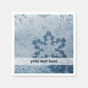 Serviettes Jetables Flocons de neige bleus argentés