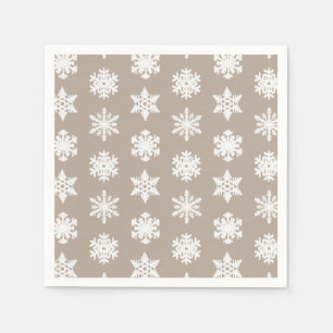 Serviettes Jetables Flocons de neige Ikat - Taupe et blanc