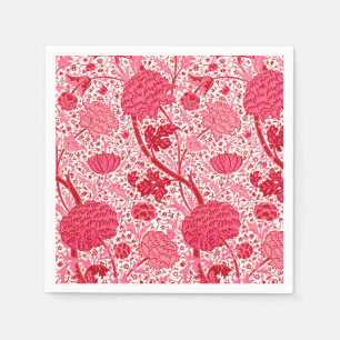 Serviettes Jetables Floral Jacobean de William Morris, rose de corail