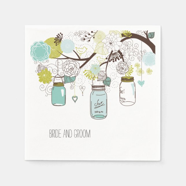 Serviettes Jetables Floral Mason Jars (Devant)