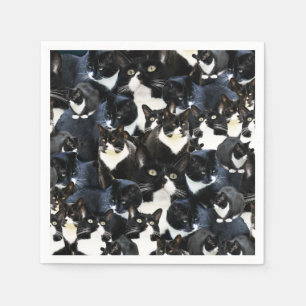 Serviettes Jetables Folie de chats de Tuxedo