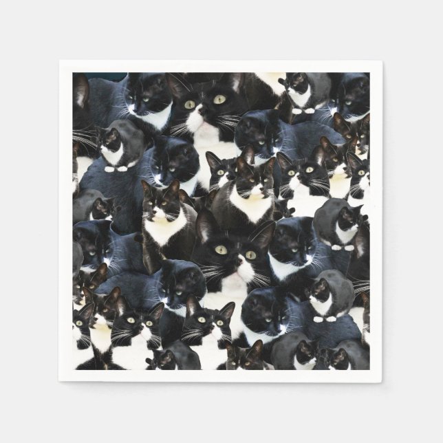 Serviettes Jetables Folie de chats de Tuxedo (Devant)