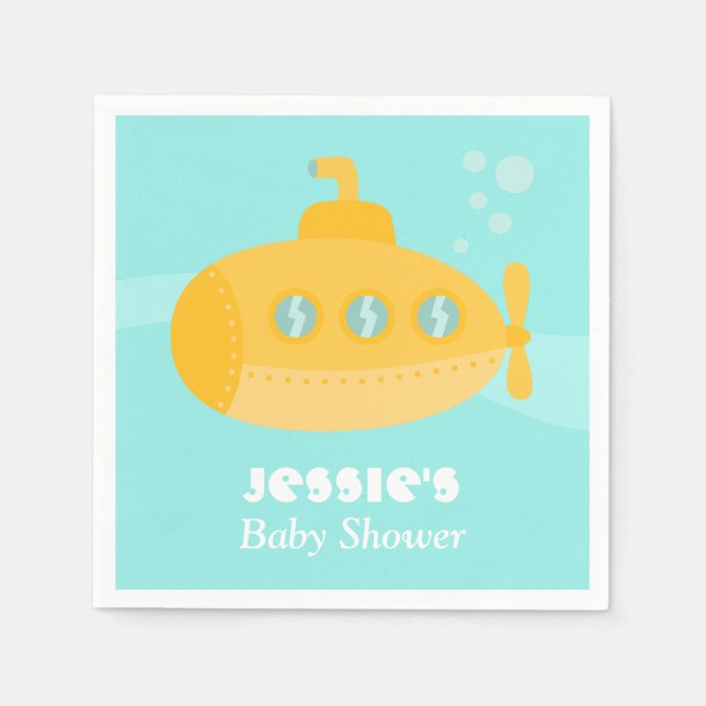 Serviettes Jetables Fournitures de Baby shower sous-marin jaune (Devant)