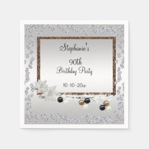 Serviettes Jetables Framed Elegance 90th Birthday Party