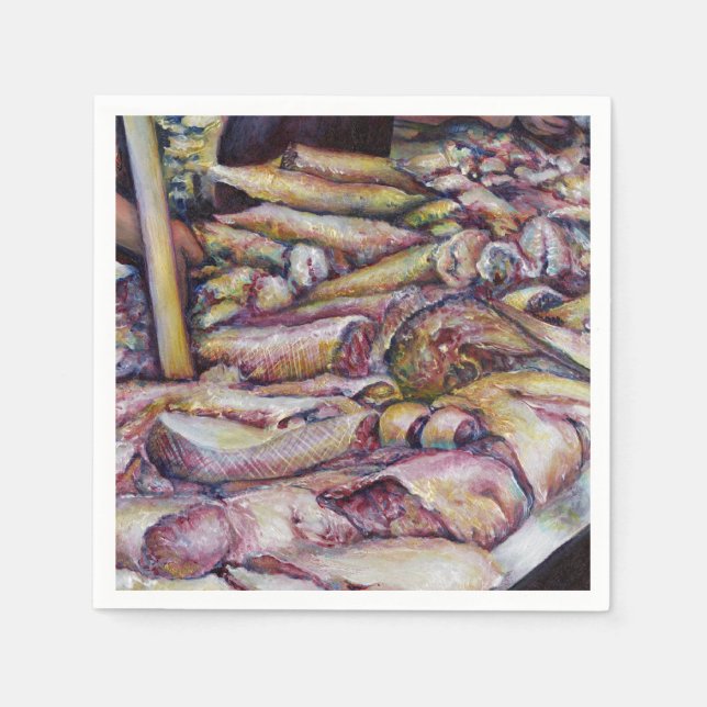 Serviettes Jetables Fraternizing avec du poisson frais (Devant)