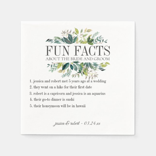 Serviettes Jetables Fun Facts Garden Green Personnalisé (Devant)