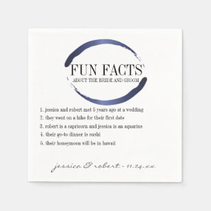 Serviettes Jetables Fun Facts Moderne Bleu Brush Strokes Personnalisé