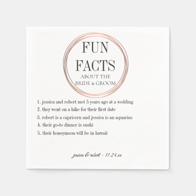Serviettes Jetables Fun Facts Rose Gold Rings Personnalisé (Devant)