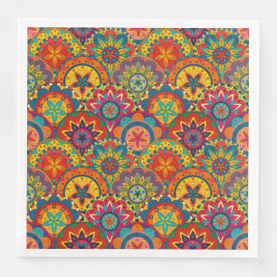 Serviettes Jetables Funky Retro couleur Motif Mandala