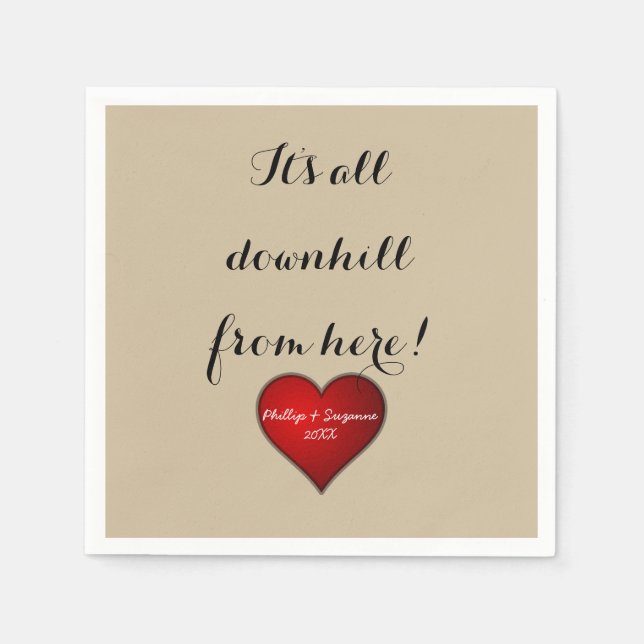 Serviettes Jetables Funny Sweet Wedding Red Heart (Devant)