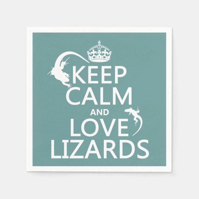 Serviettes Jetables Gardez le calme et l'amour Lizards - toutes les co (Devant)