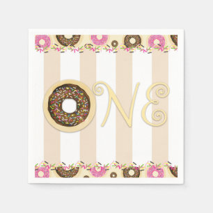 Serviettes Jetables Gâteaux Donuts saupoudrés de crème marron pour fêt