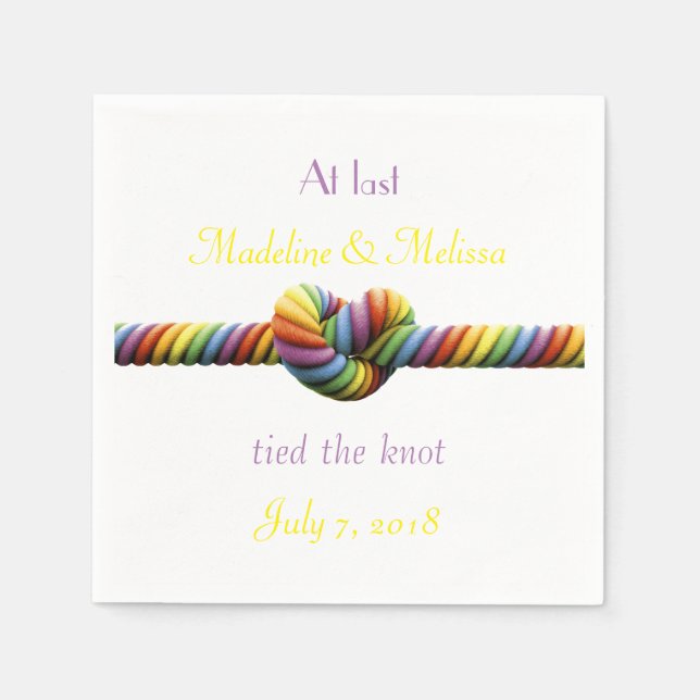 Serviettes Jetables Gay Tied Mariage Knot serviettes (Devant)