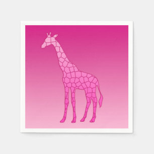 Serviettes Jetables Giraffe géométrique moderne, Fuchsia et rose clair