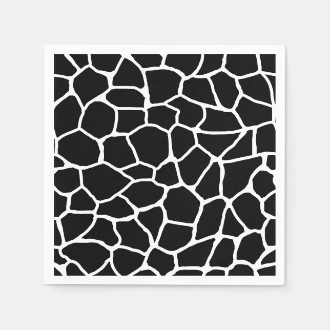 Serviettes Jetables Giraffe noire et blanche Imprimer Motif animal (Devant)