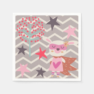 Serviettes Jetables Girl Superhero Bunny