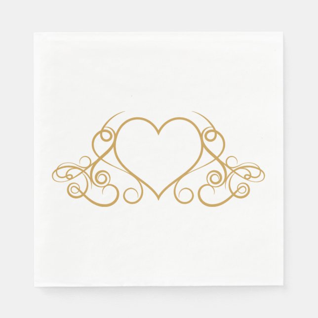 Serviettes Jetables Glam Gold et White Love Heart Wedding Party (Devant)