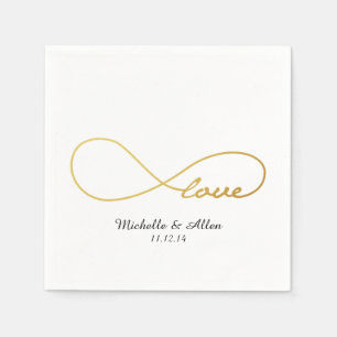 Serviettes Jetables Gold Love Infinity Papier Mariage ensemble de serv