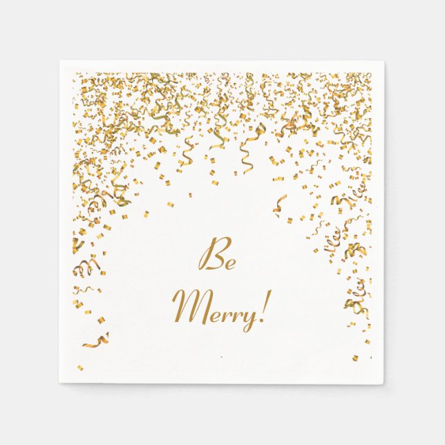 Serviettes Jetables Gold Ribbon Confetti Holiday (Devant)