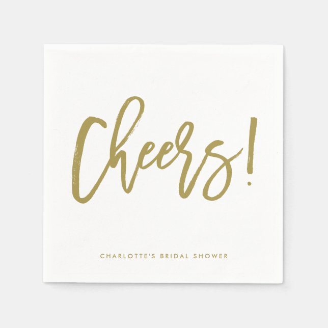 Serviettes Jetables Gold Rustic Lettres à la main Mariage Napkin (Devant)